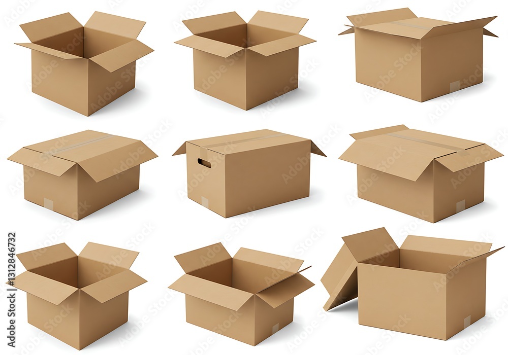 Cardboard Boxes Collection - Open, Closed, Packing, Shipping, Storage Cardboard Boxes Collection - Open, Closed, Packing, Shipping, Storage