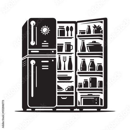 Fridge Silhouette Vector Illustration