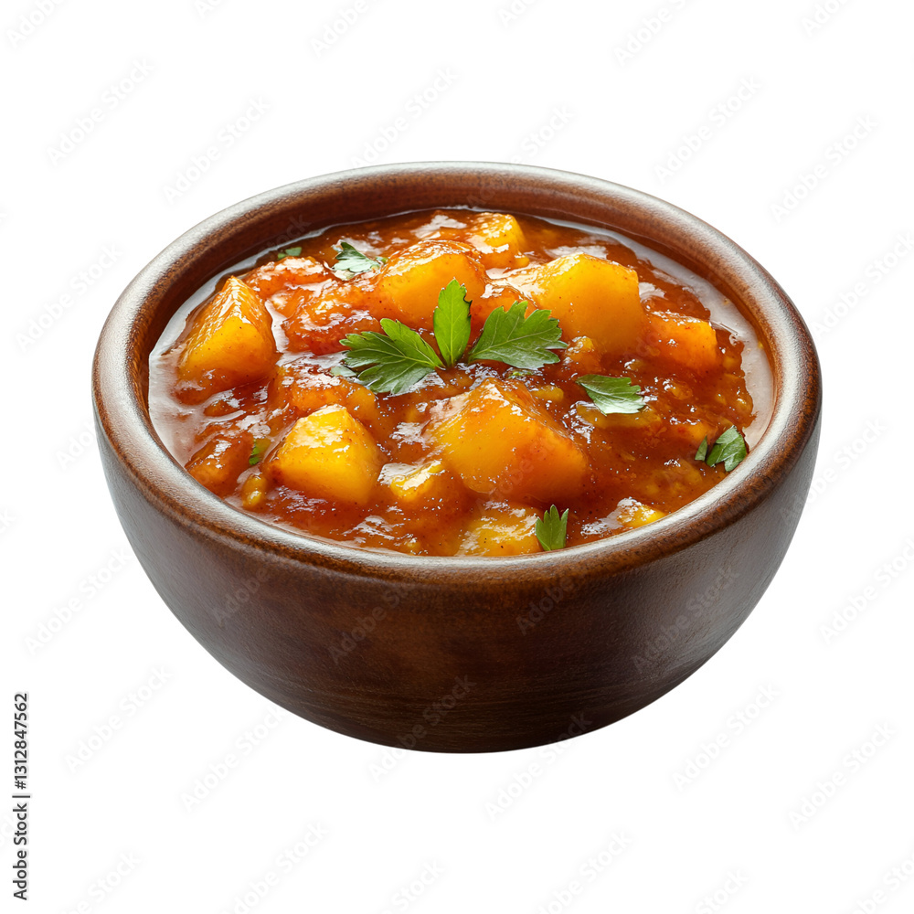 Bowl of Mango Chutney Stew Isolated on Transparent Background Bowl of Mango Chutney Stew Isolated on Transparent Background