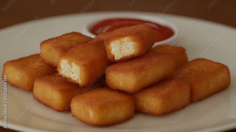 Crispy Fried Cheese Sticks with Ketchup Dip Appetizer Food Crispy Fried Cheese Sticks with Ketchup Dip Appetizer Food