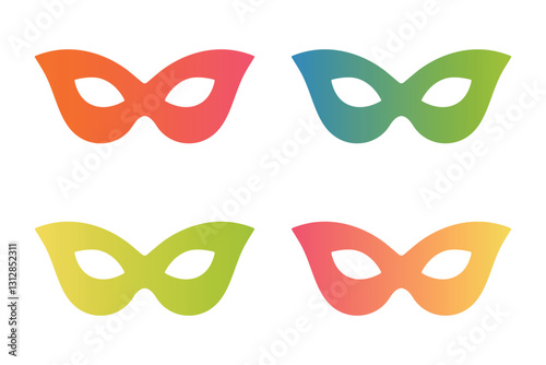 Set of festive masks for the Purim holiday. Vector illustration.