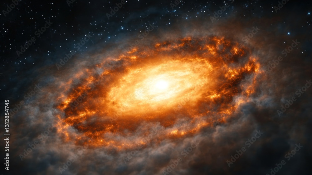 Fototapeta premium Fiery Galaxy in Cosmic Clouds
