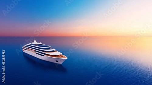 A Beautiful Cruise Ship Sailing Across a Calm Ocean at Sunset