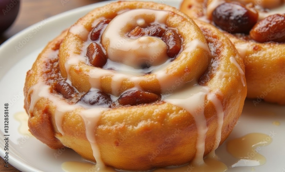 Delicious cinnamon roll with icing Delicious cinnamon roll with icing