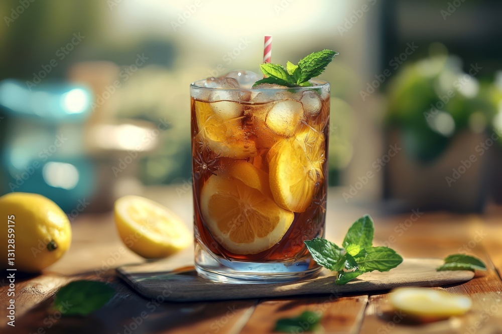 Refreshing and invigorating, cold lemon tea with mint is perfect for hot summer days. Refreshing and invigorating, cold lemon tea with mint is perfect for hot summer days.