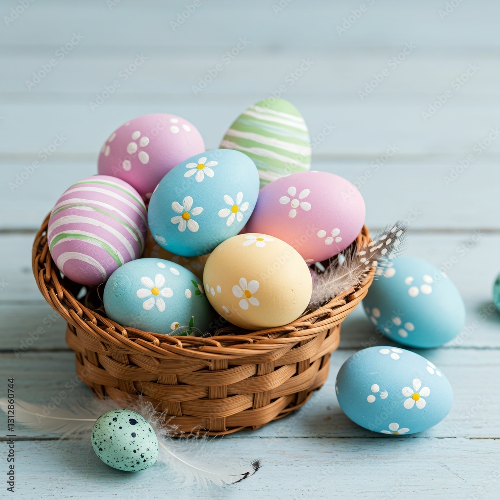 Decorated Easter Eggs in a Basket Decorated Easter Eggs in a Basket