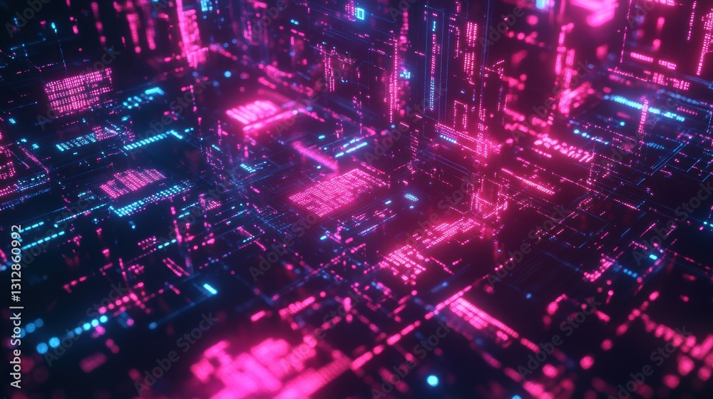 Artificial Intelligence Concept with Floating Cybern Artificial Intelligence Concept with Floating Cybern