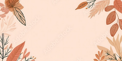 Peach background with autumn leaves border.  Perfect for fall invitations or social media