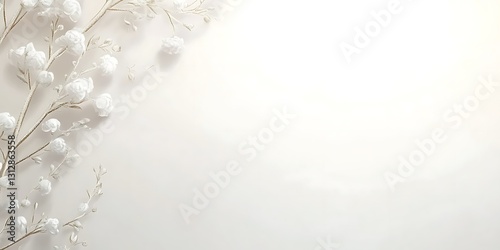 Delicate white flowers arranged on a soft, light background, creating a serene and elegant aesthetic