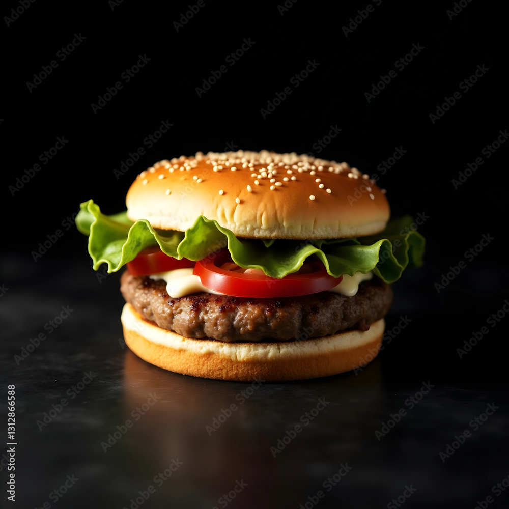 hamburger on black background hamburger on black background