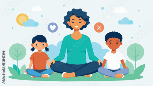 Through guided meditations and reflection exercises parents will develop a deeper understanding of their own emotions and how to respond to them in a mindful manner.. Vector illustration