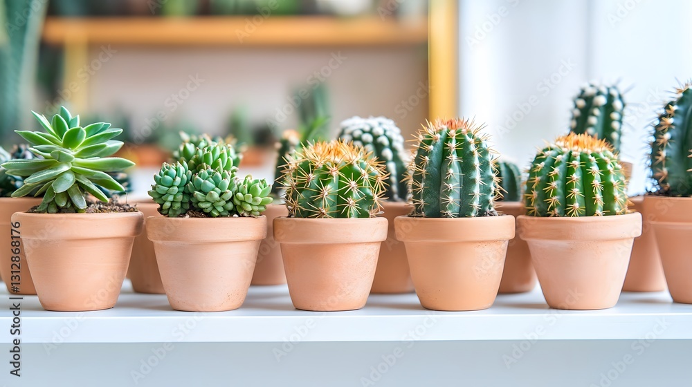 Small Cactus and Succulent Plants in Terracotta Pots Small Cactus and Succulent Plants in Terracotta Pots