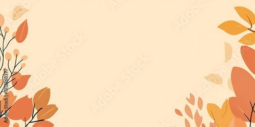 Autumnal leaves frame a pale background