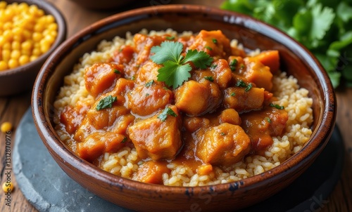 Delicious vegetarian curry bowl