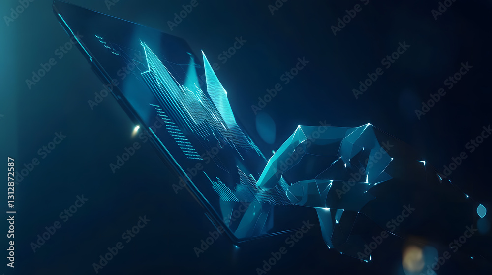 Obraz premium Abstract Futuristic Technology Data Analysis on Digital Tablet