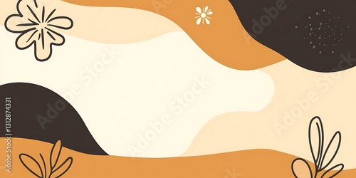 Abstract art with earthy tones and minimalist floral elements