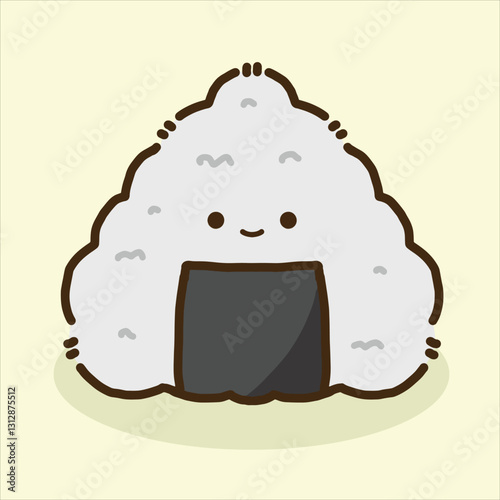 a onigiri with seaweed doodle