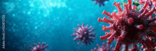photo of a virus cell on a blue background,