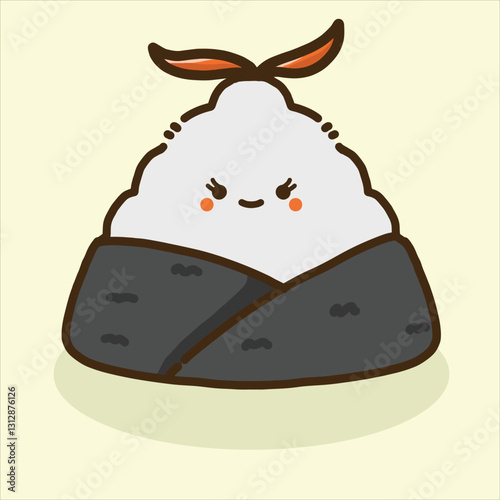 a onigiri with seaweed doodle art design