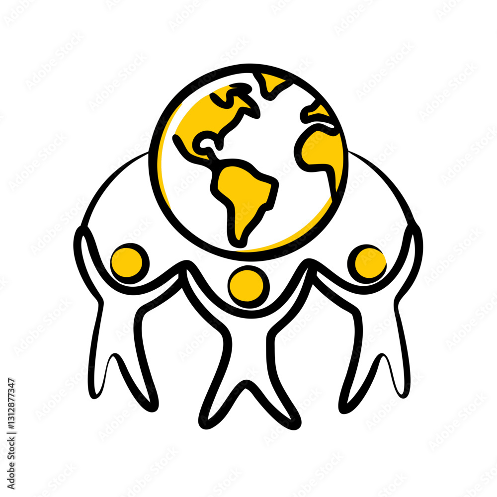 Obraz premium Protect the Earth: figures hold the planet with care and love.