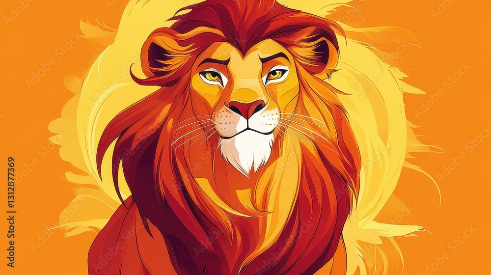 A stunning 2D animated lion with a cool expression, set against a clean background, perfect for any project. A stunning 2D animated lion with a cool expression, set against a clean background, perfect for any project.
