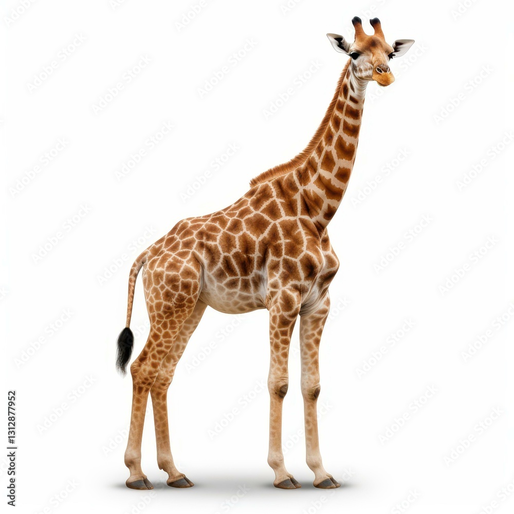 Obraz premium Eyecatching di cut of a giraffe, perfect for playful designs and creative projects against a clean white backdrop.