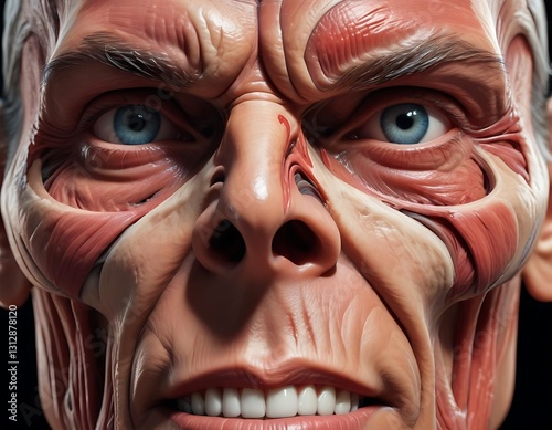 Detailed 3D Render of Human Facial Muscles Anatomy photo
