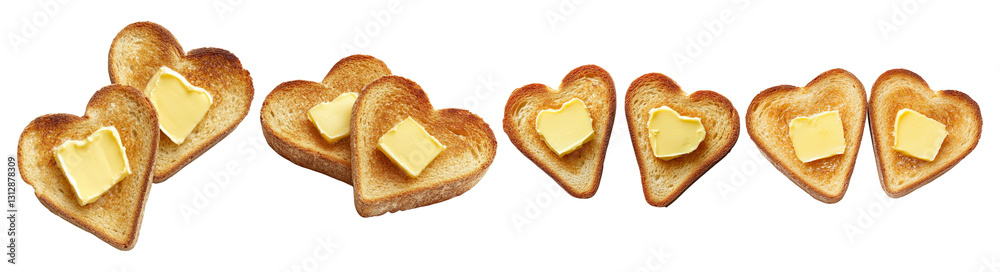 Heart-Shaped Toast with Butter for Breakfast or Special Occasions, PNG bundle collection, Isolated on Transparent Background Heart-Shaped Toast with Butter for Breakfast or Special Occasions, PNG bundle collection, Isolated on Transparent Background
