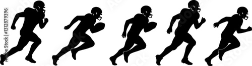 vector set of vector football players in silhouettes
