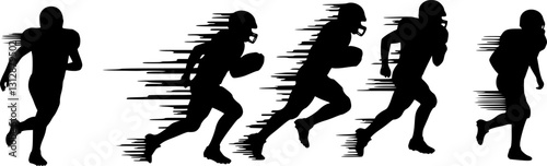 vector set of vector football players in silhouettes
