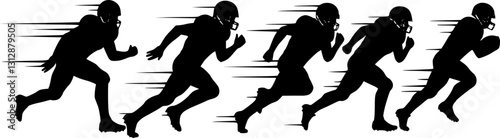 vector set of vector football players in silhouettes
