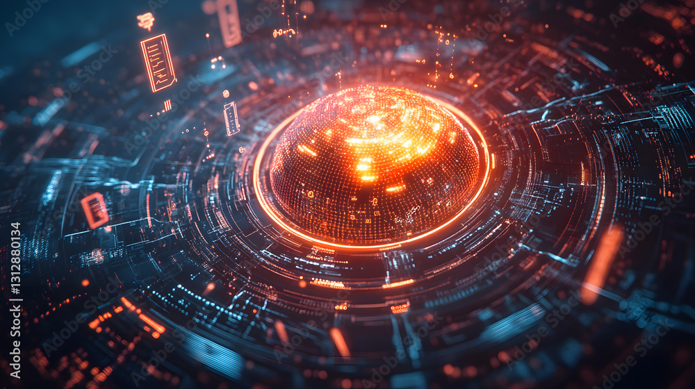 Fototapeta premium Futuristic Digital Sphere Network Data Visualization