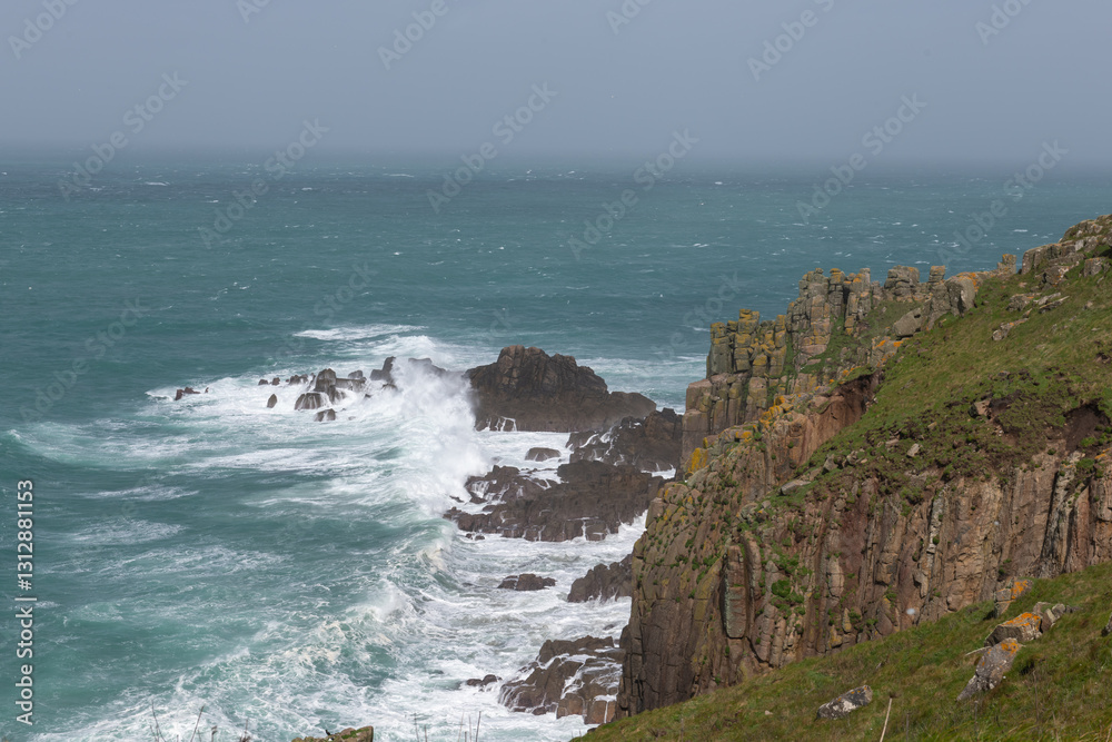 Landscape photo of the cliffs at Lands End in Cornwall Landscape photo of the cliffs at Lands End in Cornwall