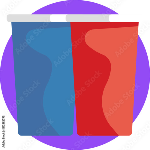 Two cups designed for sharing drinks at a casual picnic event.