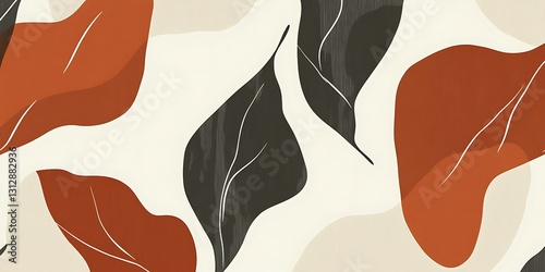 Abstract leaf pattern in warm, earthy tones. Simple, organic shapes create a calming, natural design