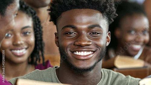 Smiling Student, Classroom Joy, Education Success, African American, Happy Faces