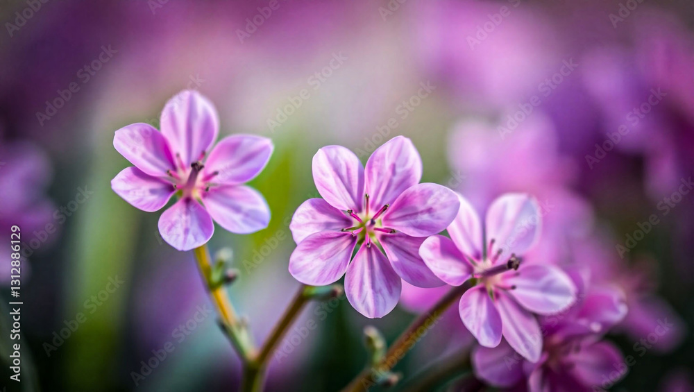 Close-Up View of Vibrant Pink Flowers with Delicate Petals and Intricate Patterns Close-Up View of Vibrant Pink Flowers with Delicate Petals and Intricate Patterns