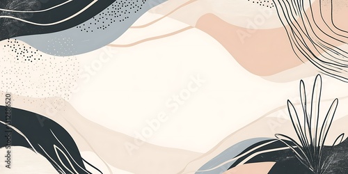 Abstract art with neutral color palette and organic shapes.  Perfect for backgrounds or design