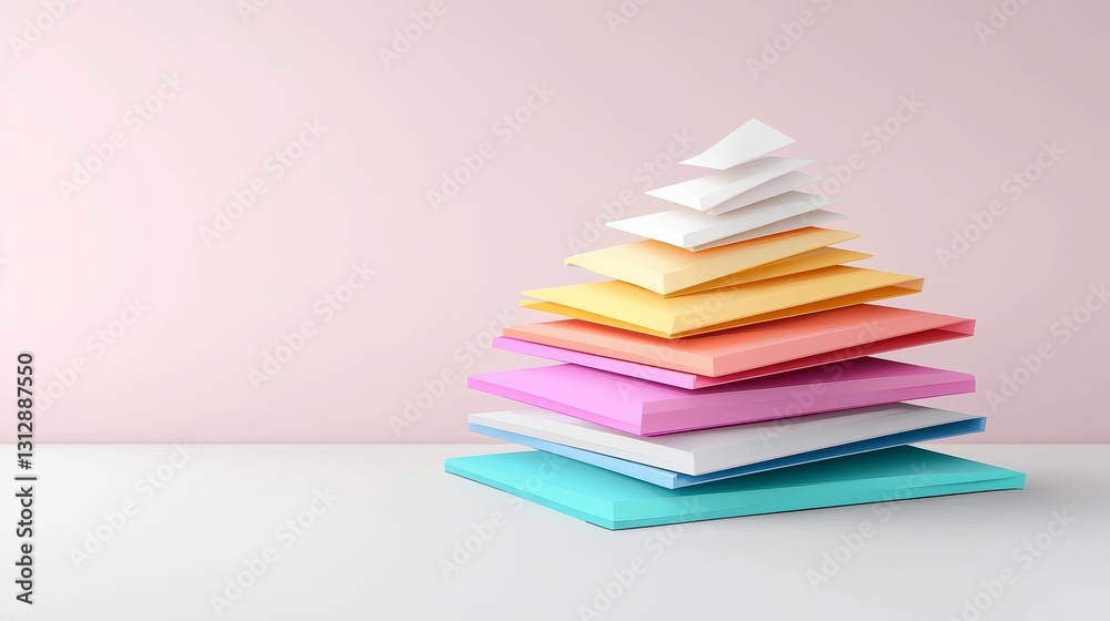Stack of colorful gift cards arranged as a holiday tree, with corporate branding subtly incorporated, festive creativity concept Stack of colorful gift cards arranged as a holiday tree, with corporate branding subtly incorporated, festive creativity concept