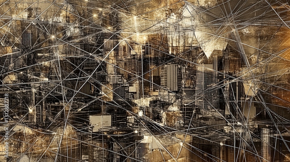 Obraz premium Complex and intricate mesh illustrating urban life.