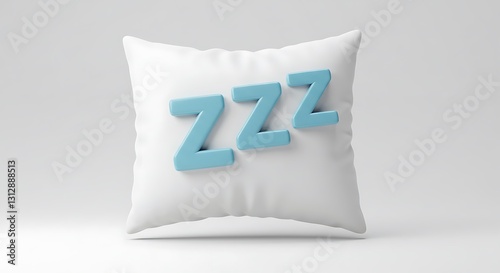 pillow with zzz symbol for sleep relax therapy bed rest treatment psychology mental health 3d icon illustration render design

