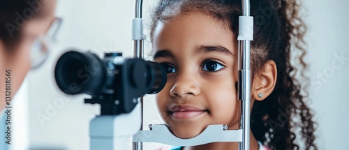 Professional Image of a Young Girl Having Her Eyesight Checked for Vision and Eye Health at an Optometry Clinic