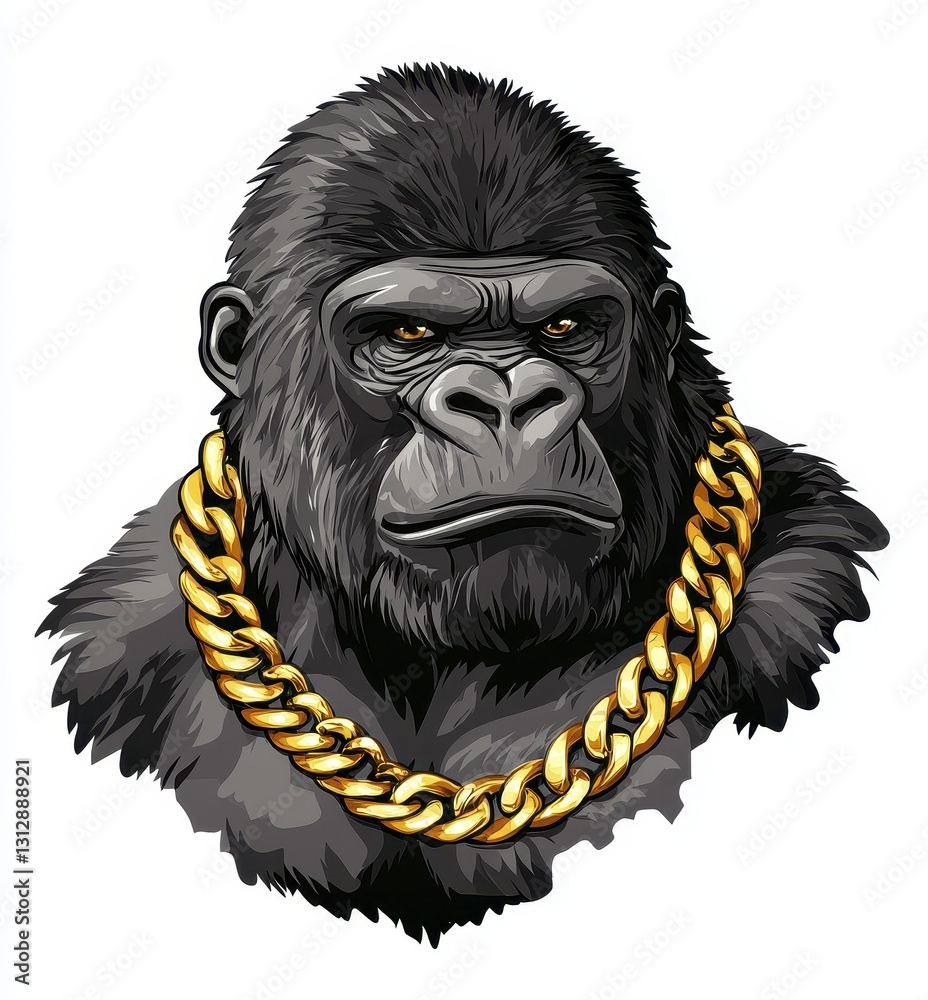 Fototapeta premium Powerful Gorilla Portrait with Gold Chain