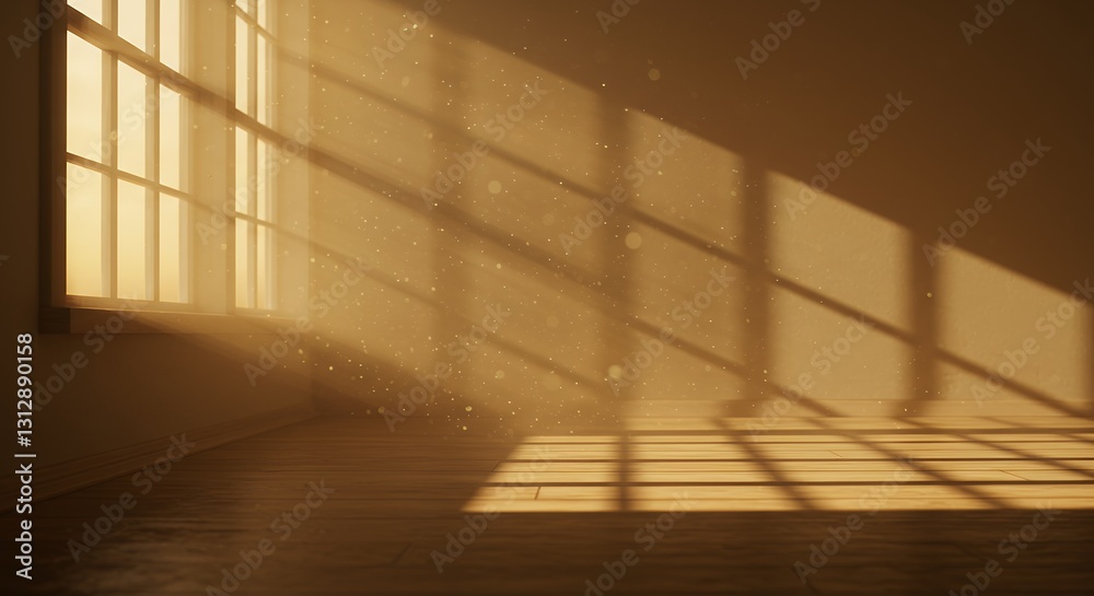 Sunlight Streaming Through Window Creates Warm Interior with Dust Particles Sunlight Streaming Through Window Creates Warm Interior with Dust Particles
