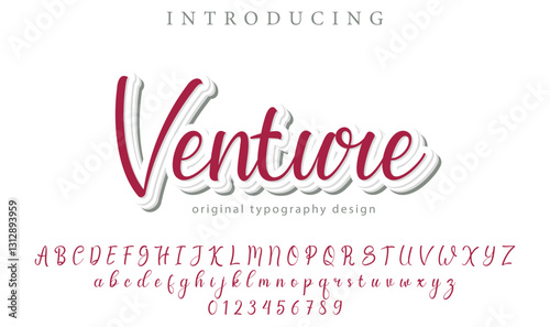 Venture Font Stylish brush painted an uppercase vector letters, alphabet, typeface