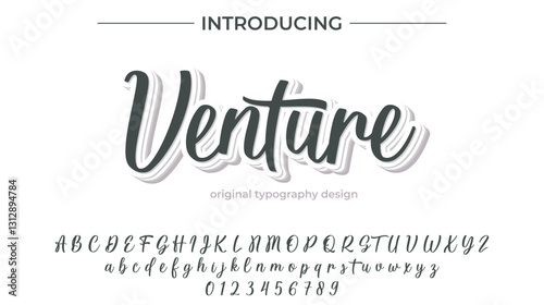 Venture Font Stylish brush painted an uppercase vector letters, alphabet, typeface