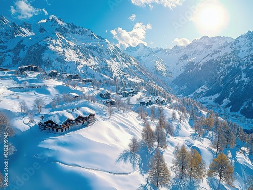Isolated alpine panorama showcasing cold ice peaks under a beautiful sky up high in the Italian Alps a perfect destination for winter adventures and breathtaking views
