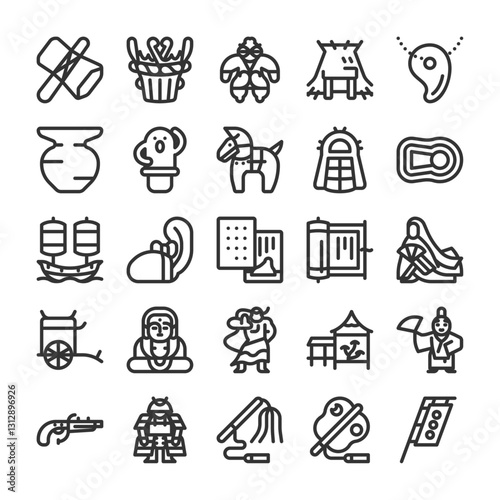 日本の歴史 古代から戦国時代 アイコン セット