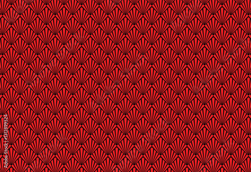 Classic seashell vector design with intricate details in stunning red and black. Ideal for vintage themed designs, home decor, as a background and elegant seamless pattern.