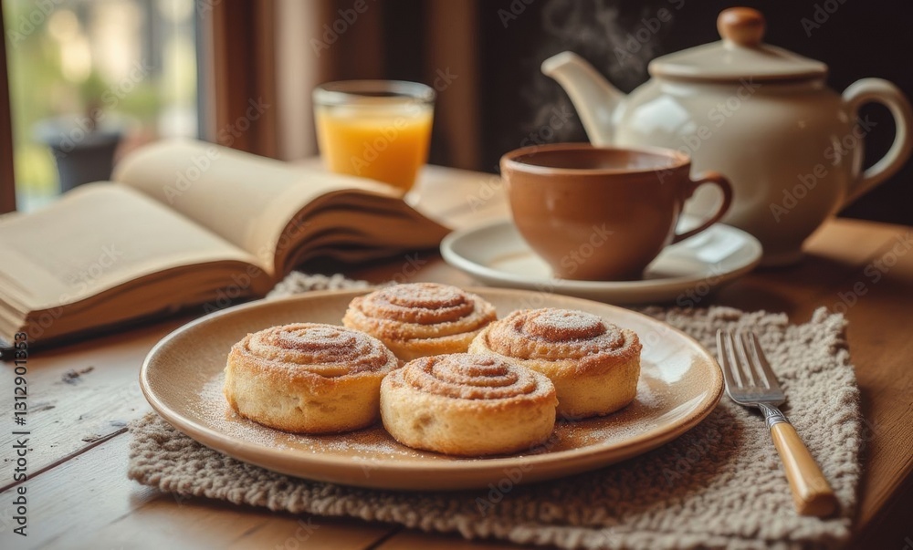 Delicious cinnamon rolls on a table Delicious cinnamon rolls on a table